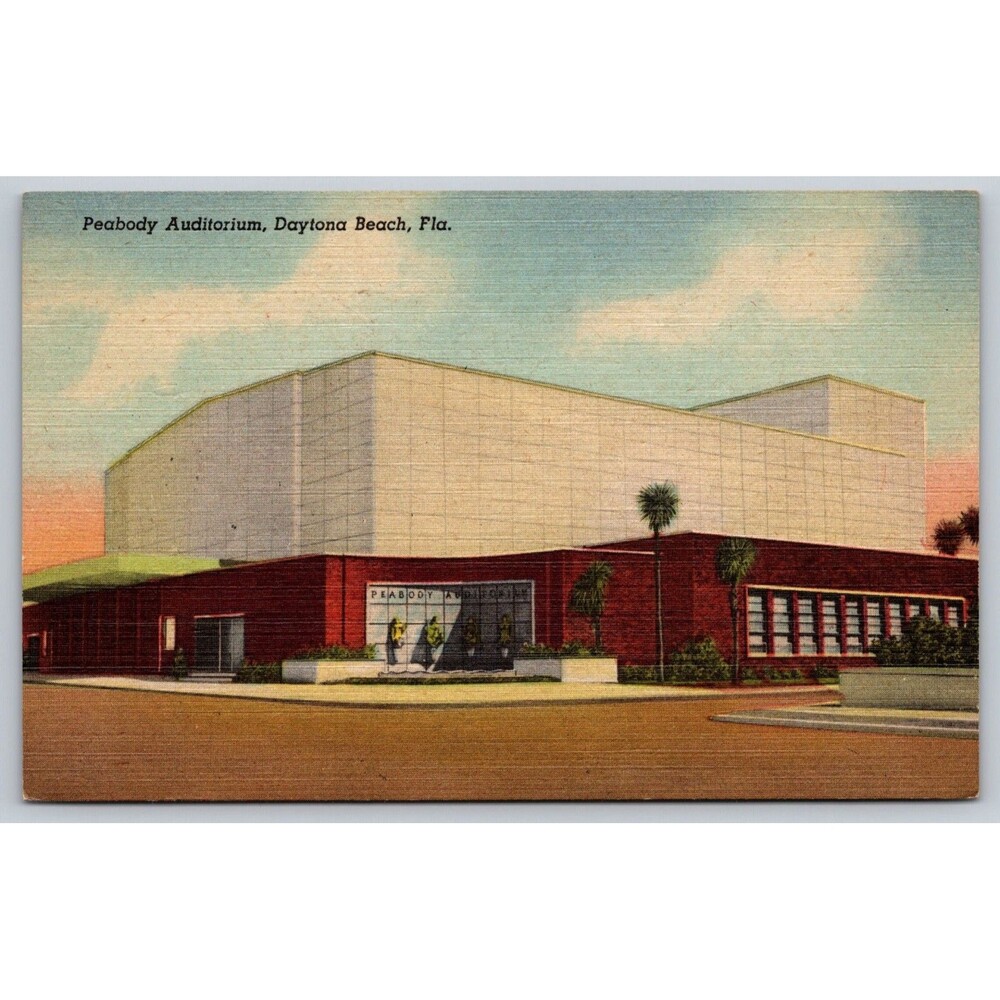Vintage 1951 Linen Postcard Peabody Auditorium Daytona Beach Florida FL Unposted